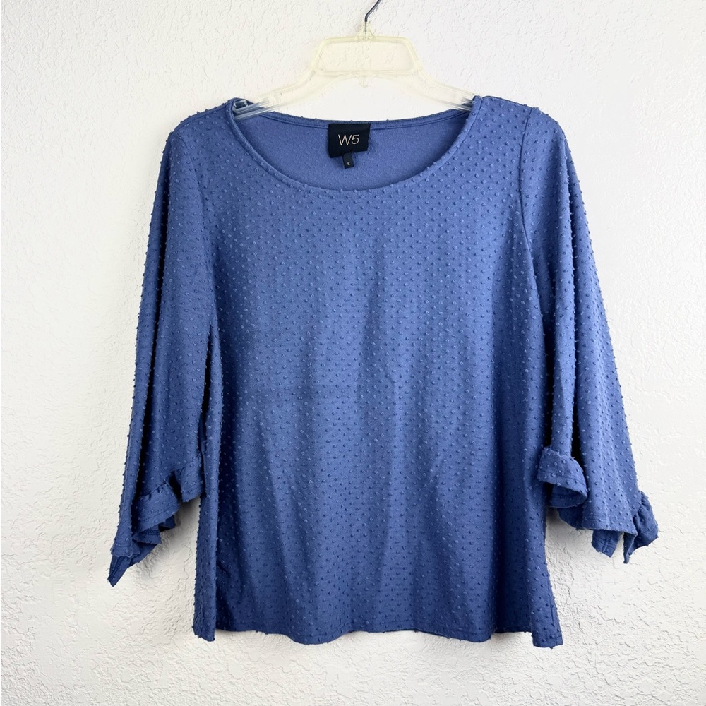 W5 Women's Blue Textured Top Large